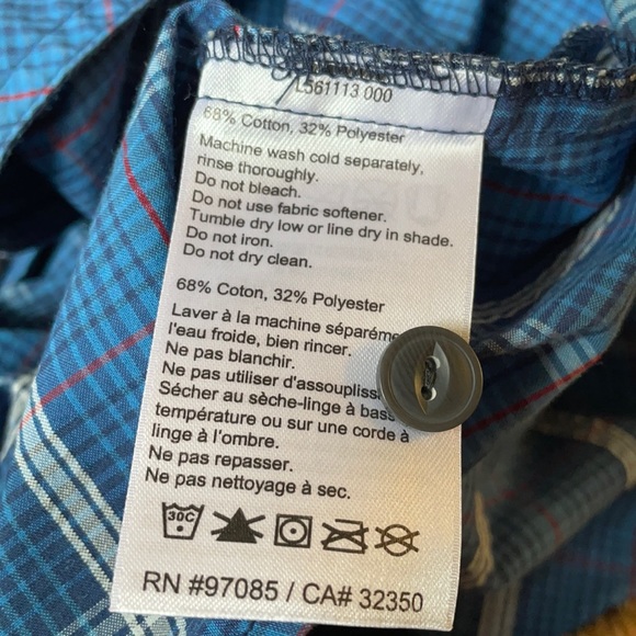 Outdoor Research Riff Short Sleeve Button Down Shirt Blue Plaid - Picture 4 of 7